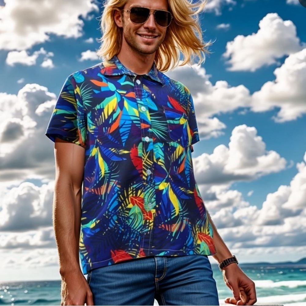 Vintage Tropical Hawaiian Style Resort Shirt Size M